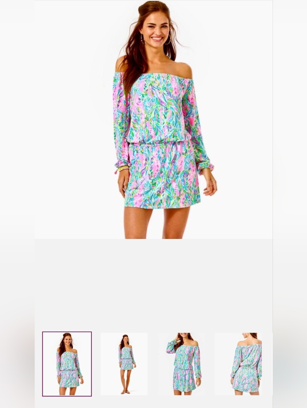 Lilly Pulitzer Unicorn Of The Sea Print Off-Shoulder Romper Sz Small